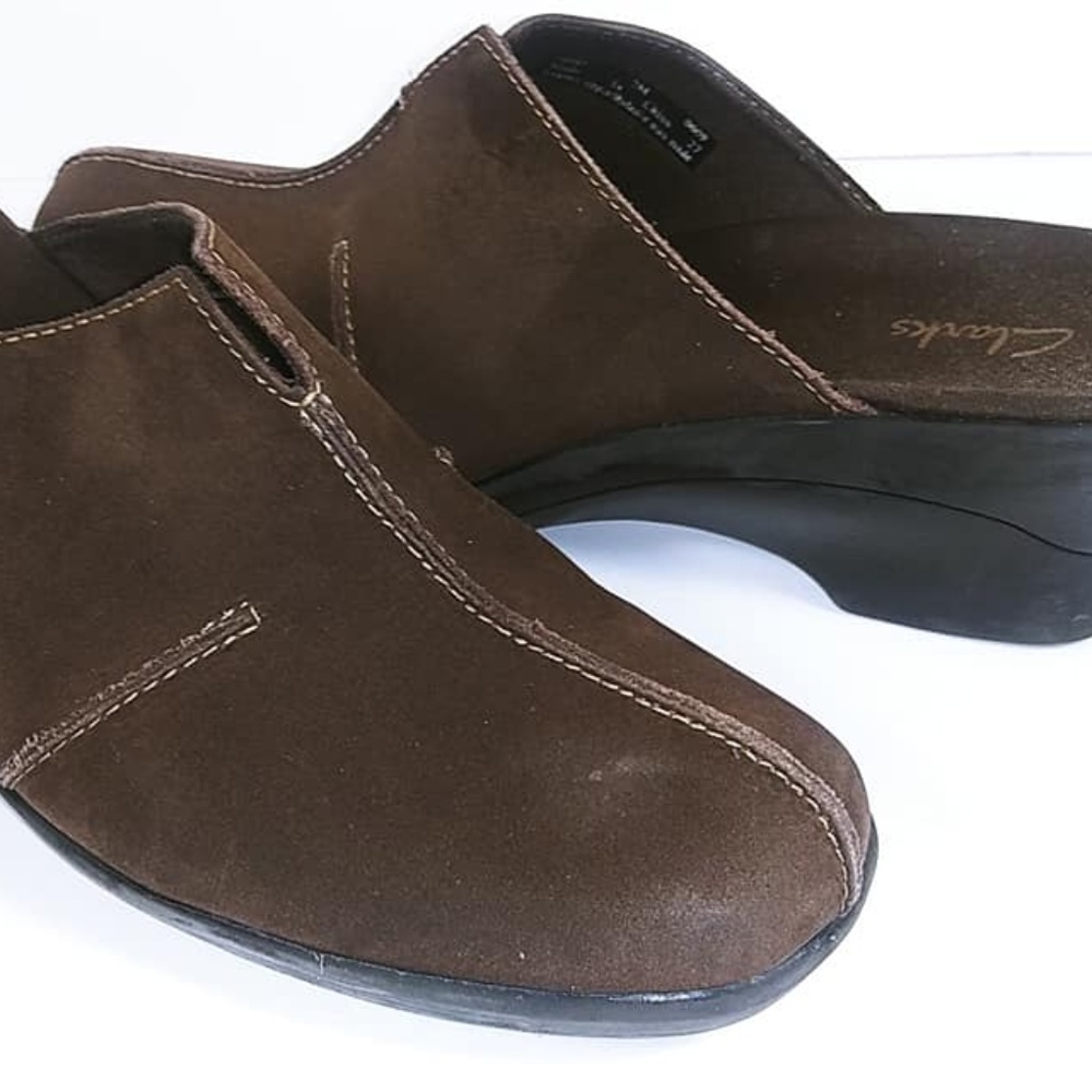 2 for $40 Clarks Suede Slip On Clogs 7M Mules